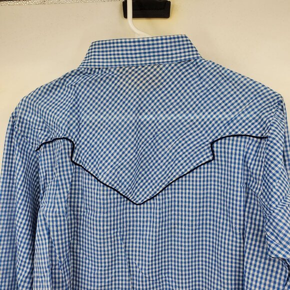 Vintage Gap Fashion Pioneers Blue Western Pearl Snap Cowboy Shirt Size Large - Picture 9 of 10
